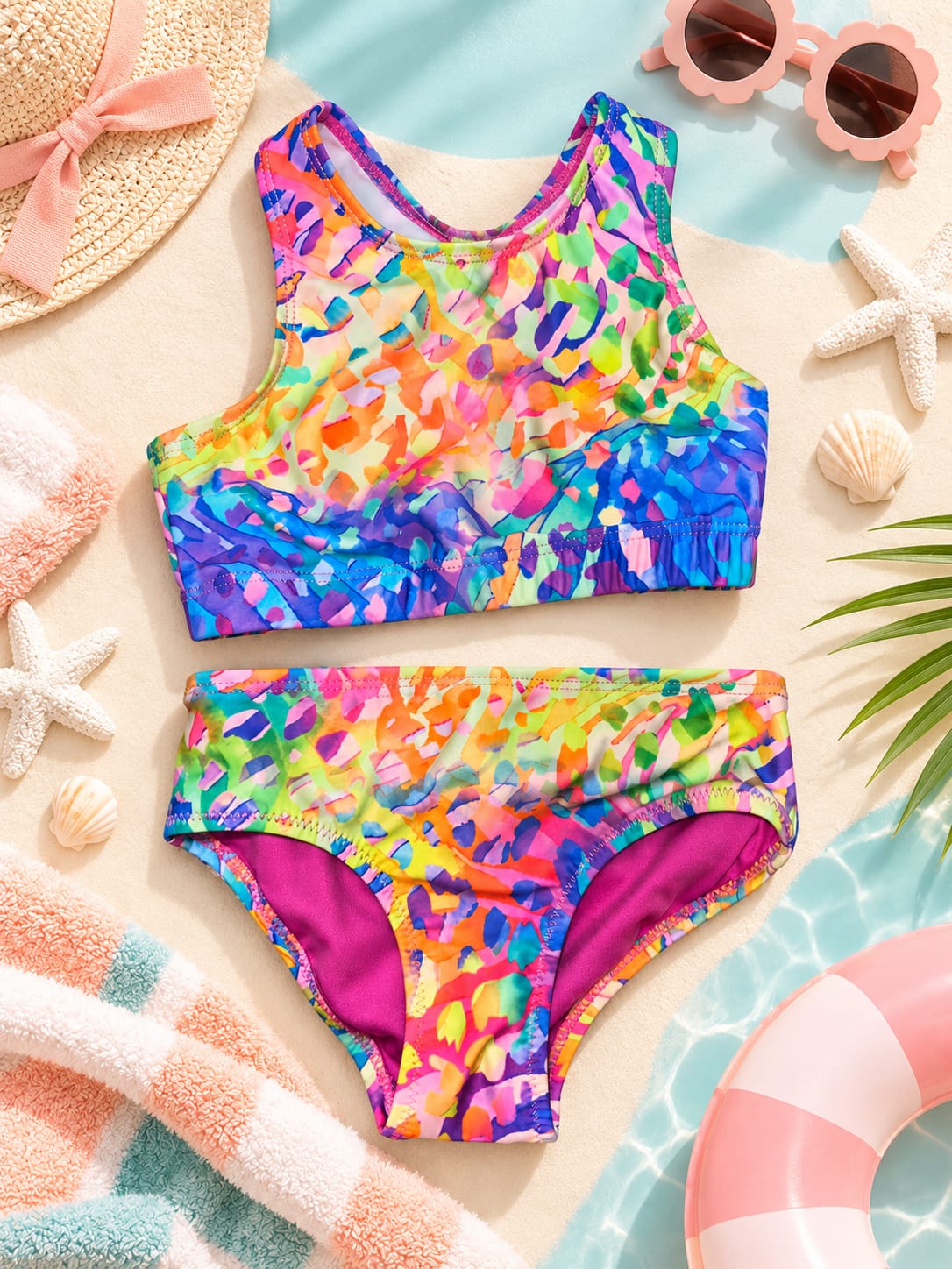 Girls’ Colourful Two-Piece Swimsuit
