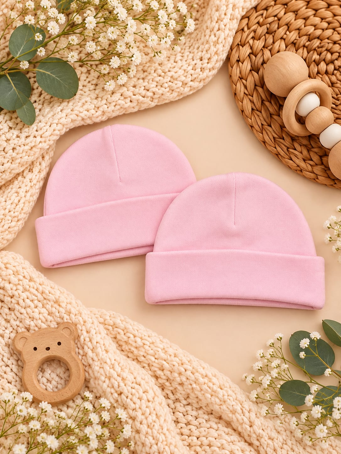 Newborn 2-Piece Hat(PINK)