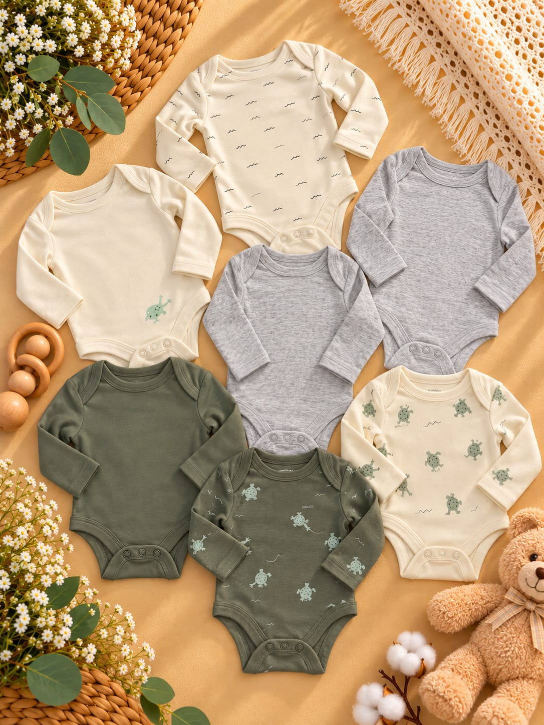 Little Turtle Bodysuit 7-Pack
