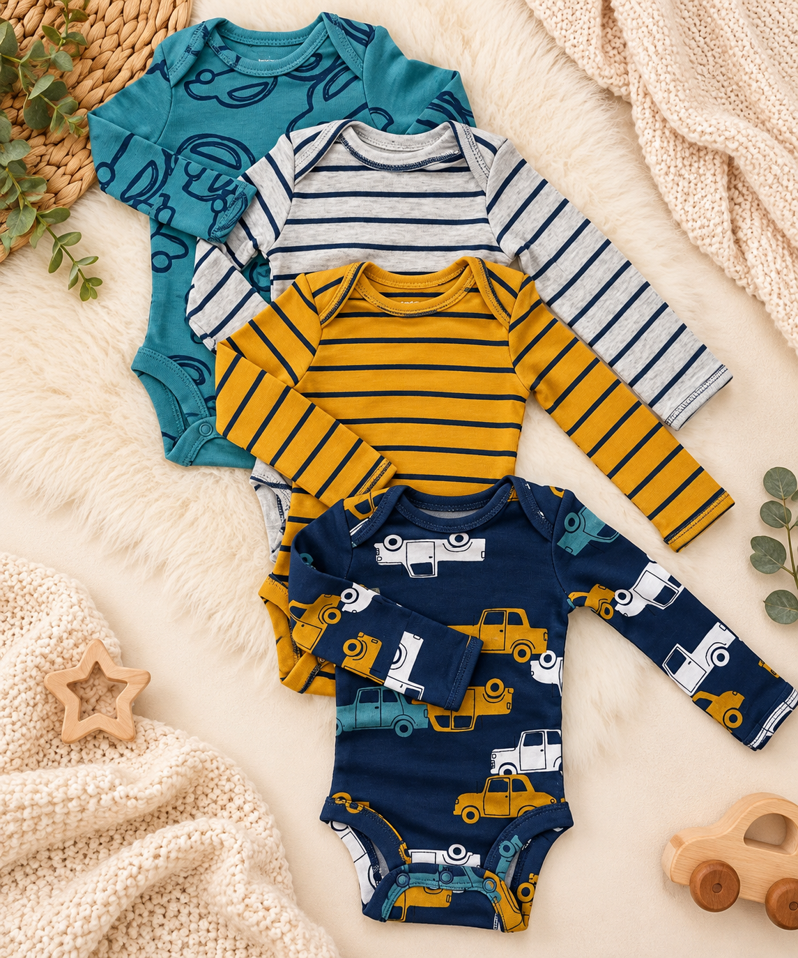 Little Road Trip 4-Piece Baby Bodysuit Set